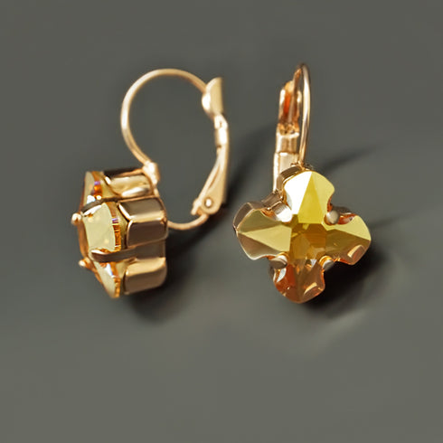 Auskari "Bizantijas Krusts (Metallic Sunshine)" ar Swarovski™ kristāliem